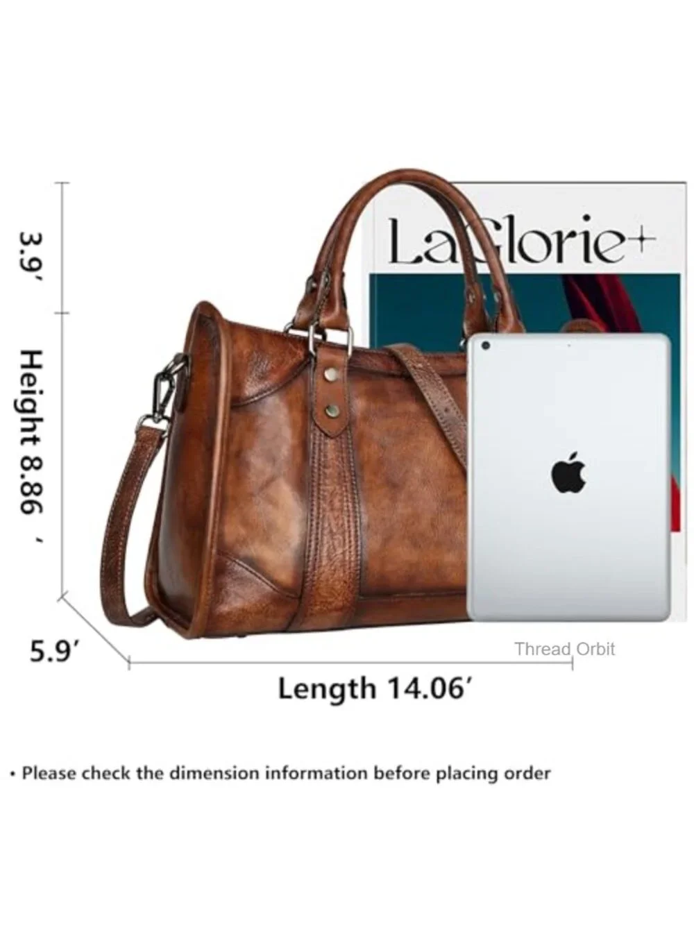 Genuine Leather Hobo Shoulder Bag with Detachable Strap